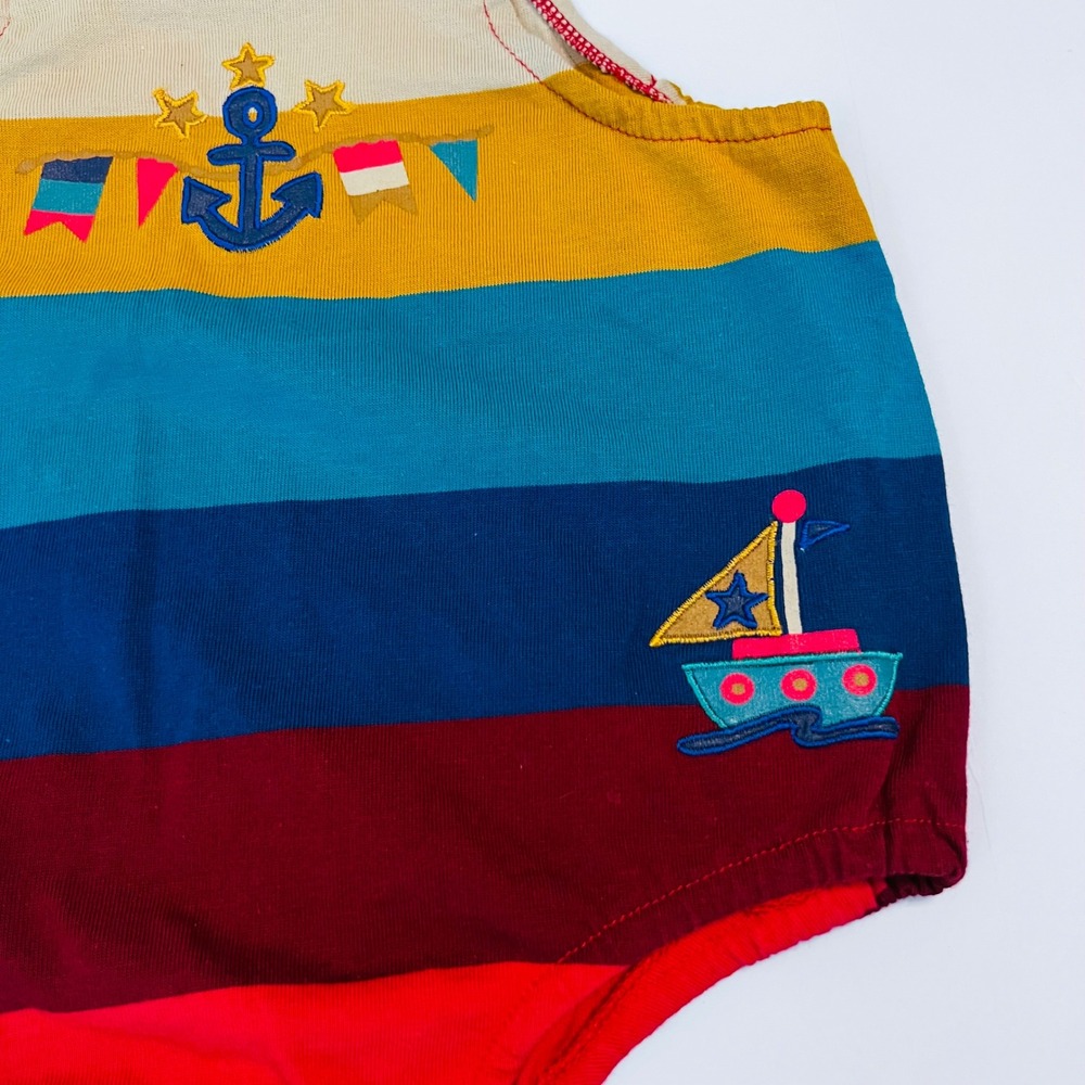 Kids N Fun Nautical Romper 24M Sailboat Anchor Cotton Knit - Picture 3 of 5